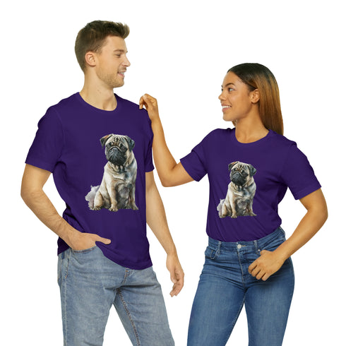 Loving Pug in Watercolor - Short Sleeve Tee